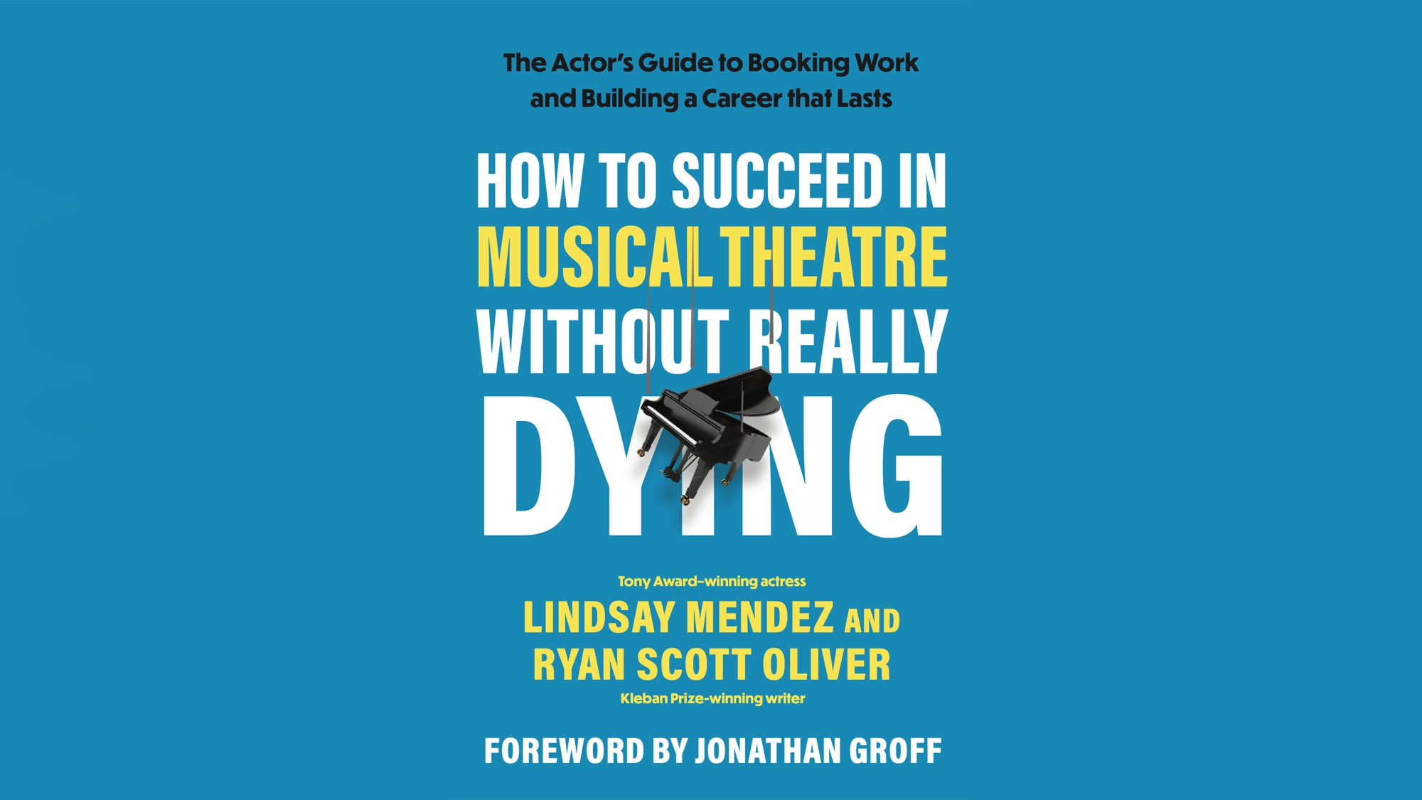 Book cover with blue background. Large white and yellow text reads: 