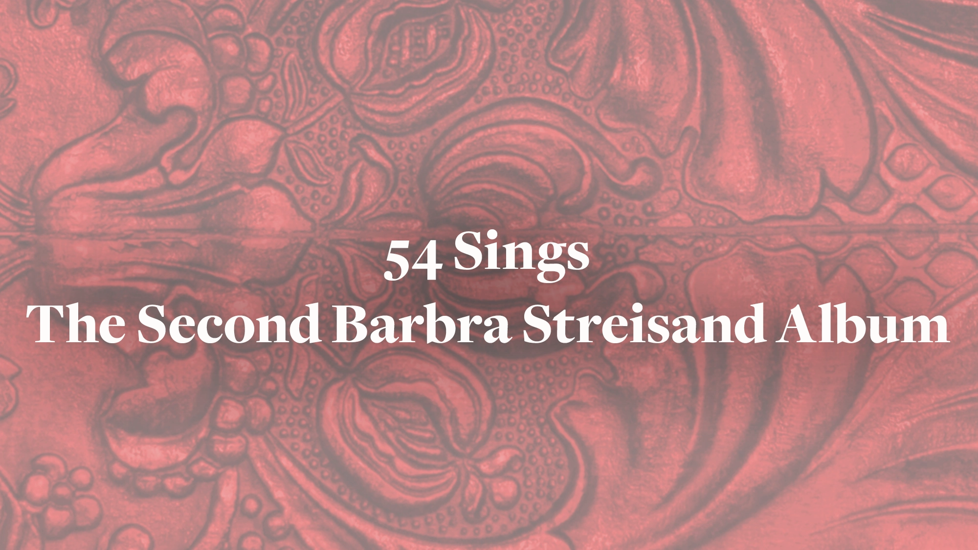 Barbra A textured, ornate red background with swirling patterns features bold white text: